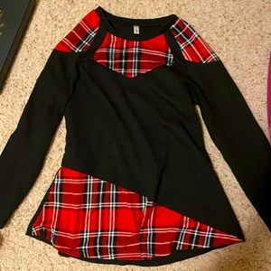 Half-Plaid Long Sleeve Black Shirt!